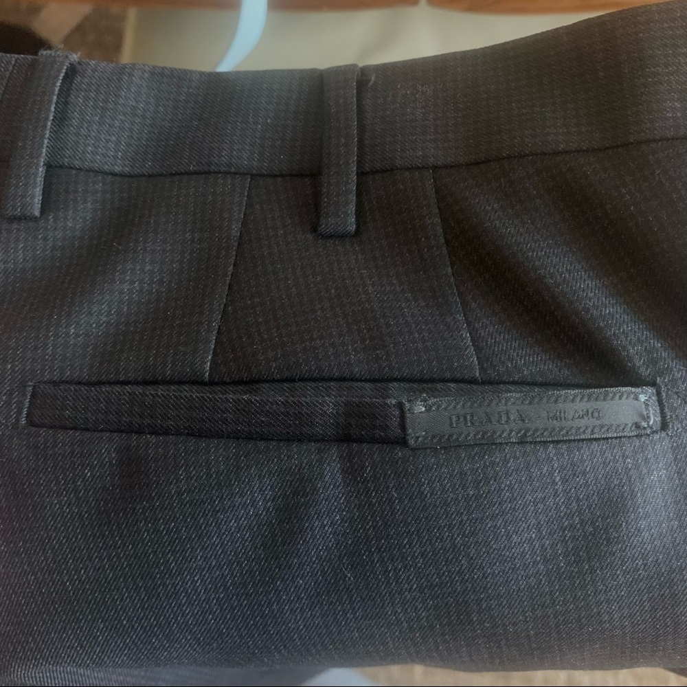 PRADA Men’s Virgin Wool Black Houndstooth Trousers Dress Pants Luxury Designer - Picture 8 of 15